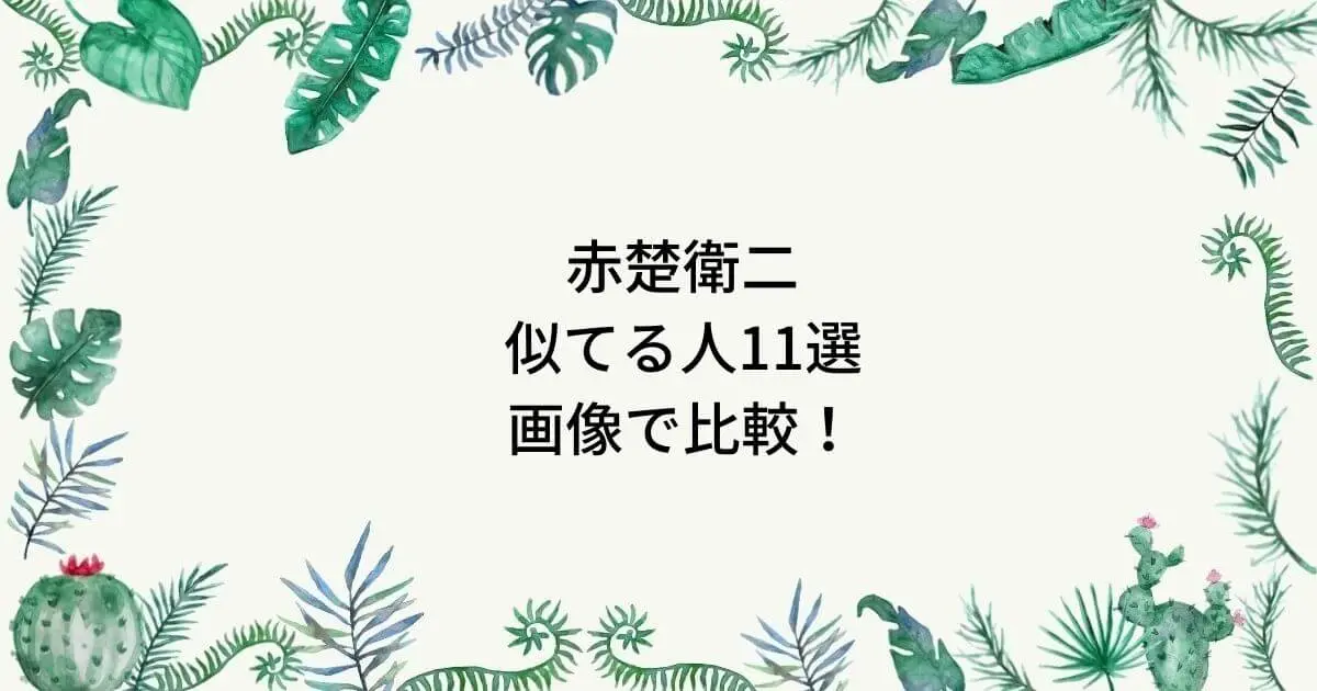 赤楚衛二に似てる人11選！白石隼也や庄司・蓮佛美沙子にそっくりか画像比較！